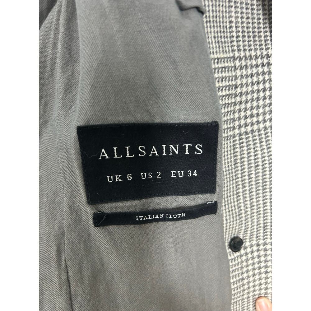 AllSaints Astrid Blazer Sz 2 Plaid Wool Oversized  Quiet Luxury modern classic - Picture 4 of 9